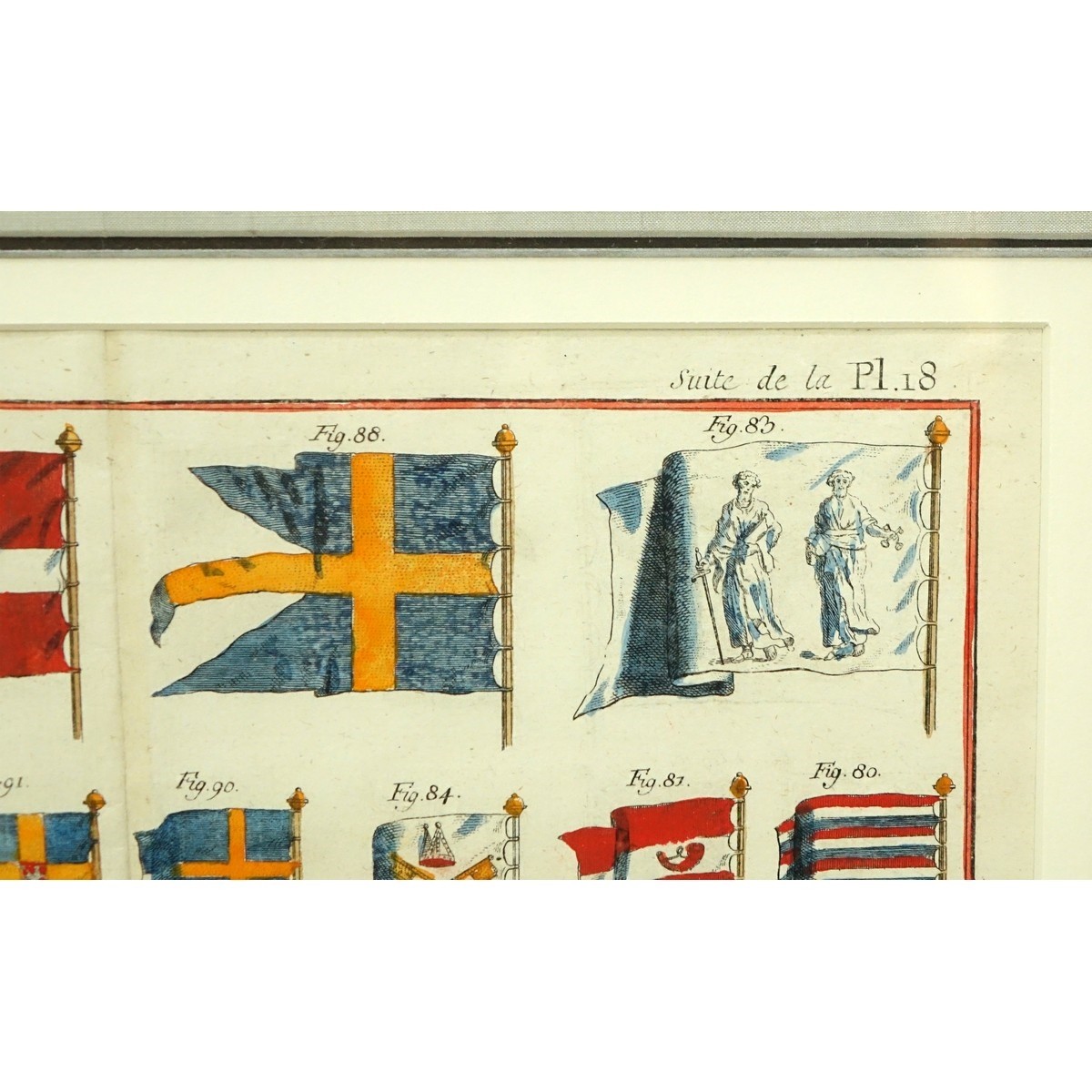 Two (2) Antique Color Prints Marine Flags