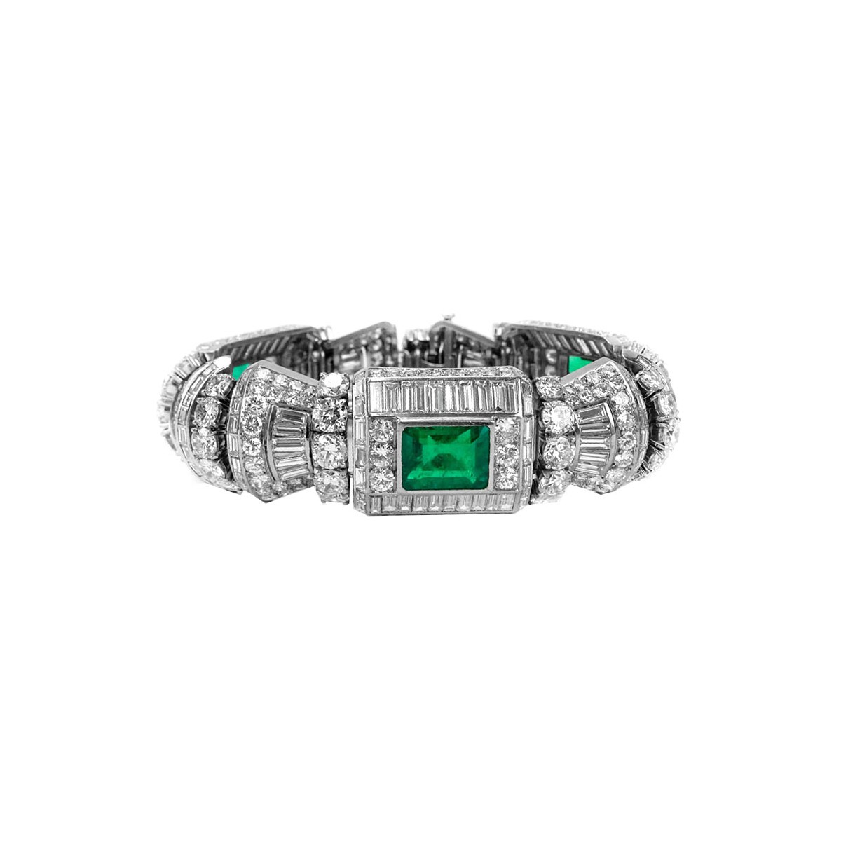 Art Deco Diamond and Emerald Bracelet