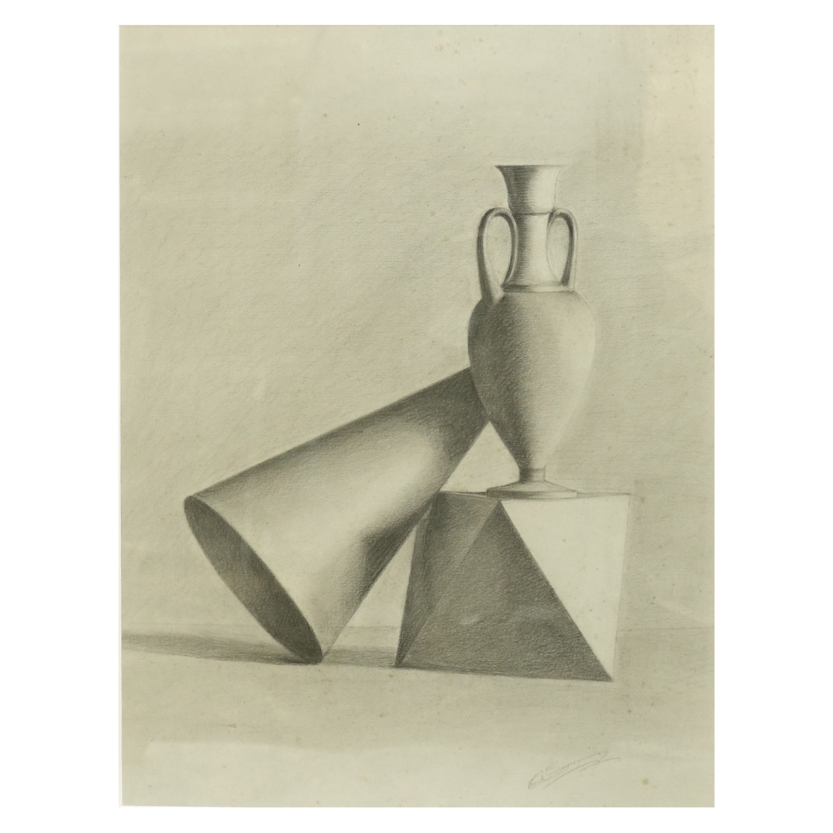 19/20th C Italian School Charcoal Drawing