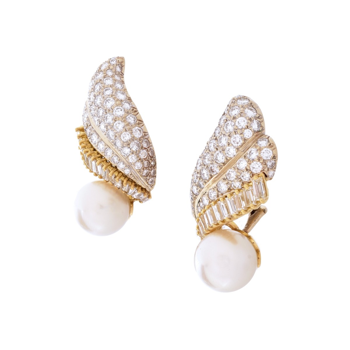 Diamond, Pearl and 18K Earrings