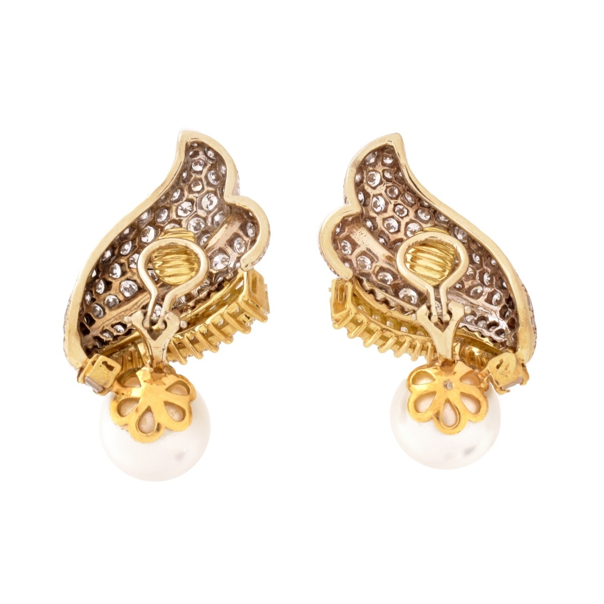 Diamond, Pearl and 18K Earrings