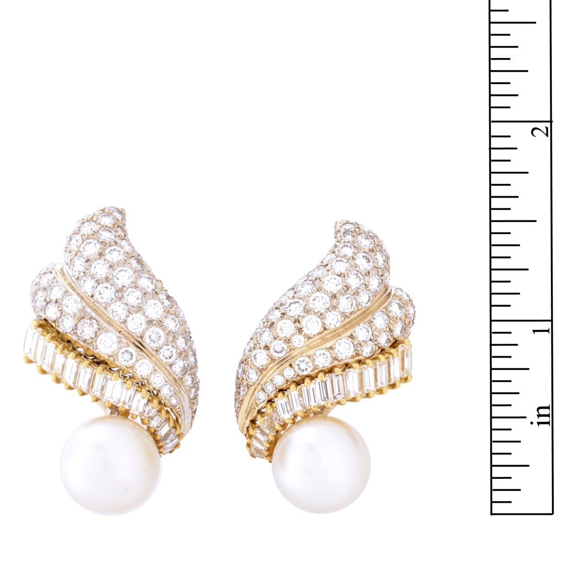 Diamond, Pearl and 18K Earrings