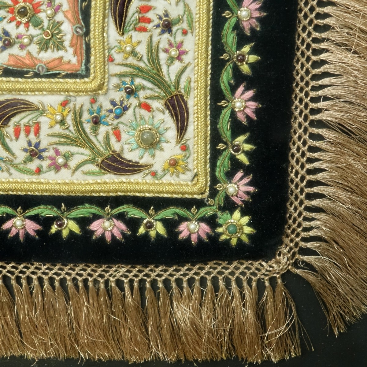 Indian Embroidery Panel with Fringe