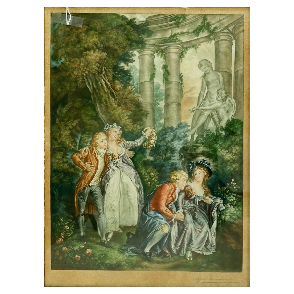 Pair Fragonard Hand Colored Prints