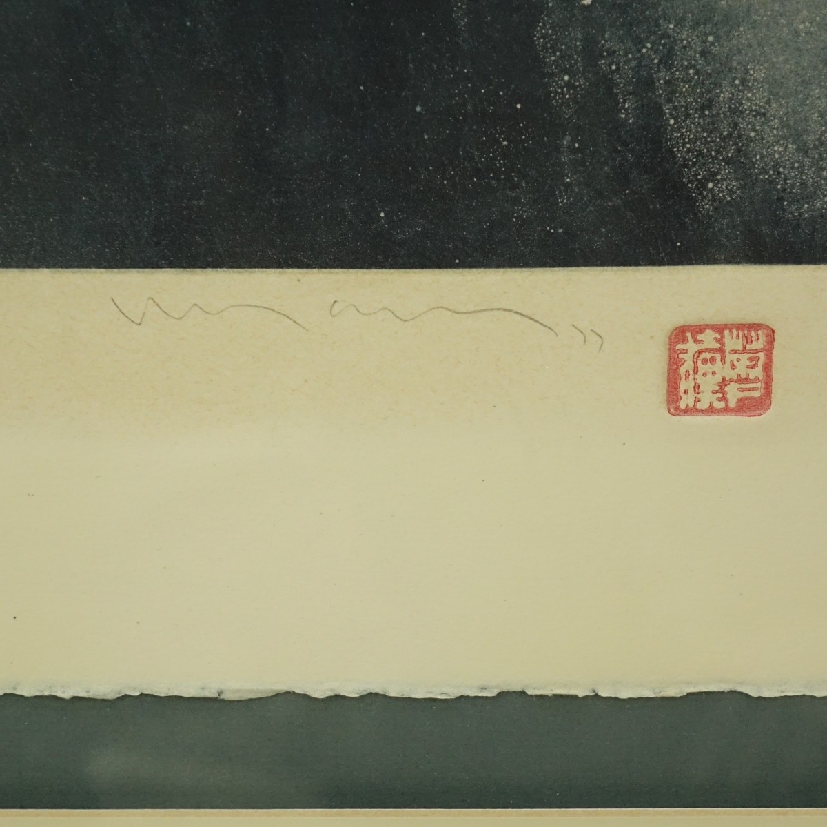 20C Japanese Colored Etching Scenery signed
