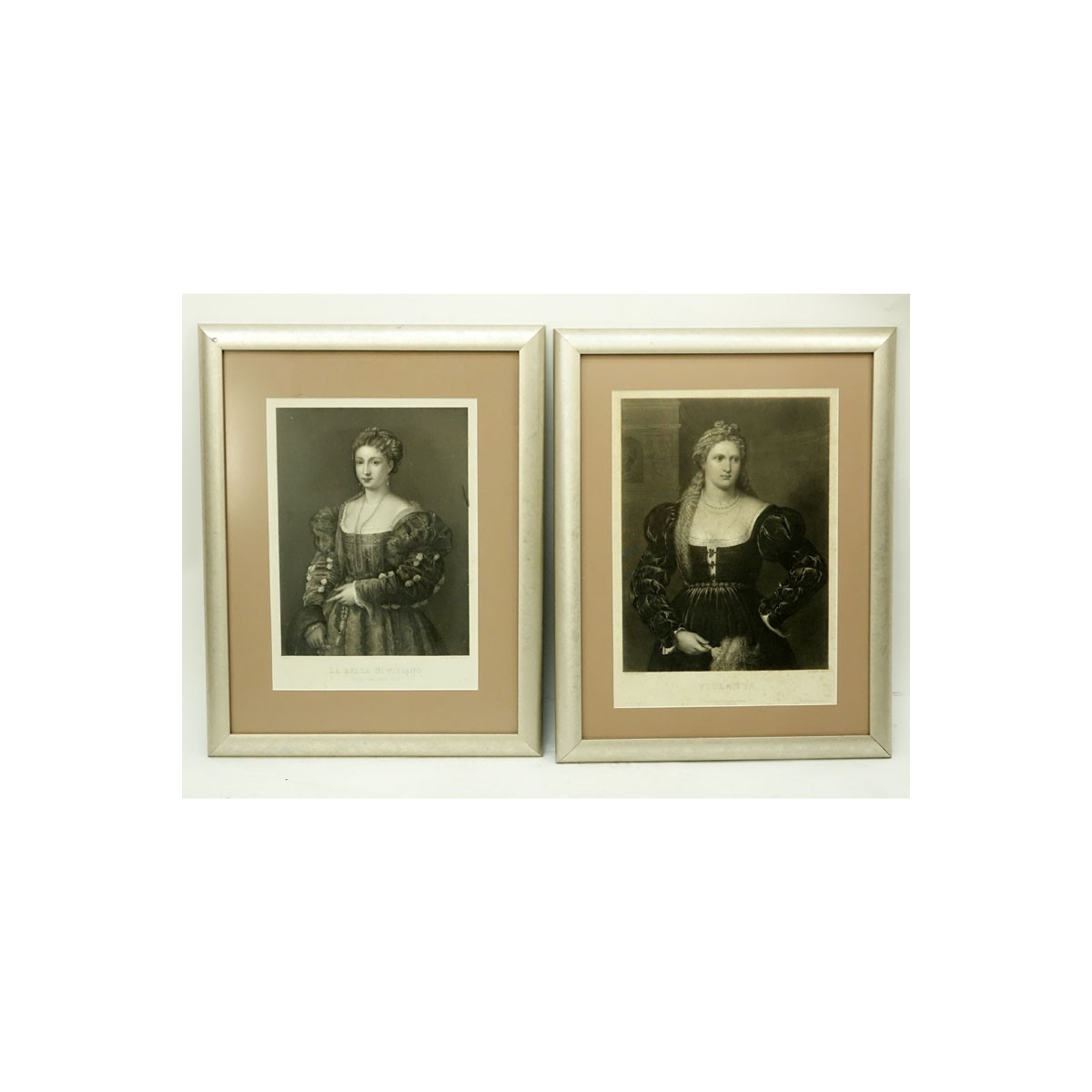 Pair of Antique Sepia Engravings Tinziano & Vanni