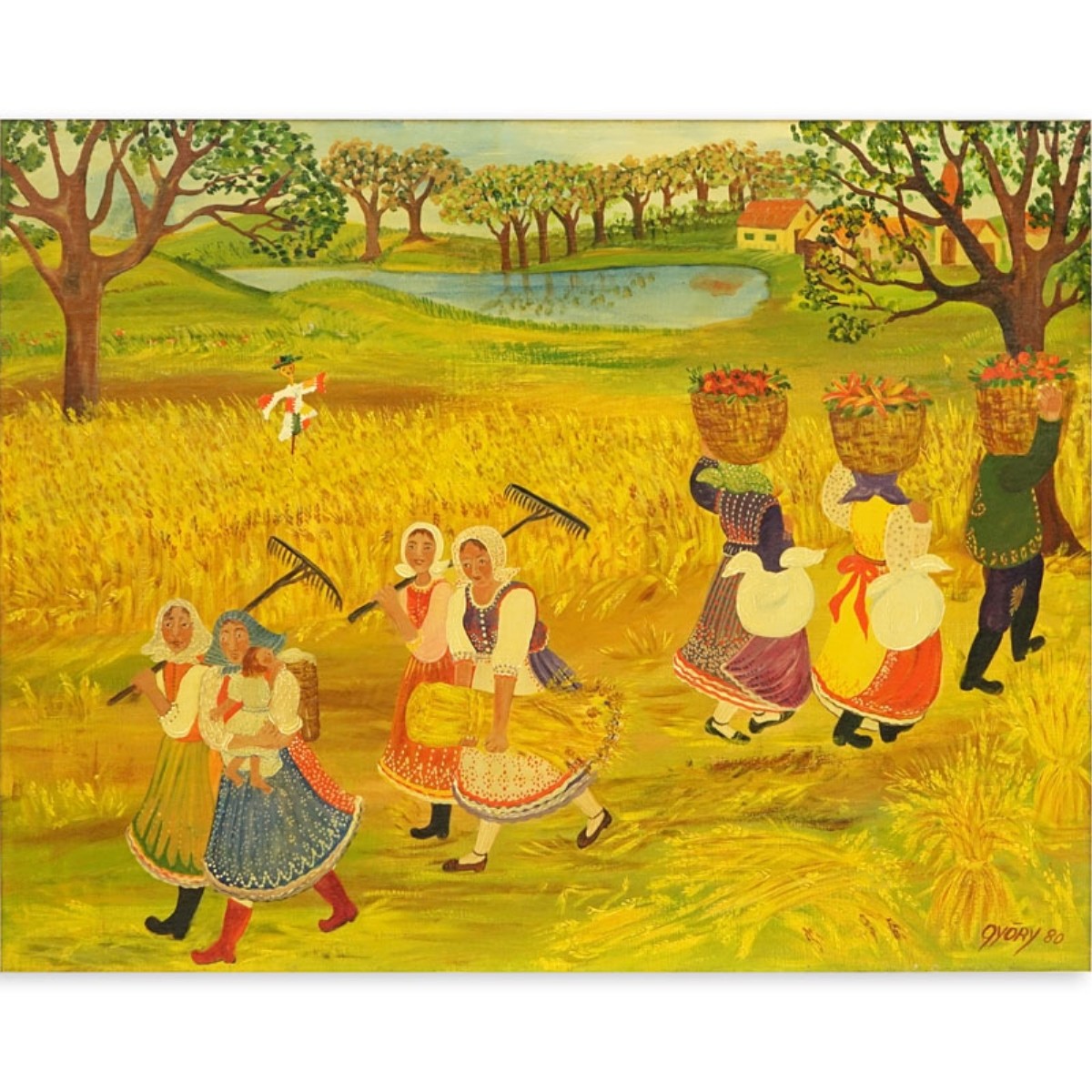 Eszter Gyory, Hungarian (b. 1944 - ) O/C "Harvest"