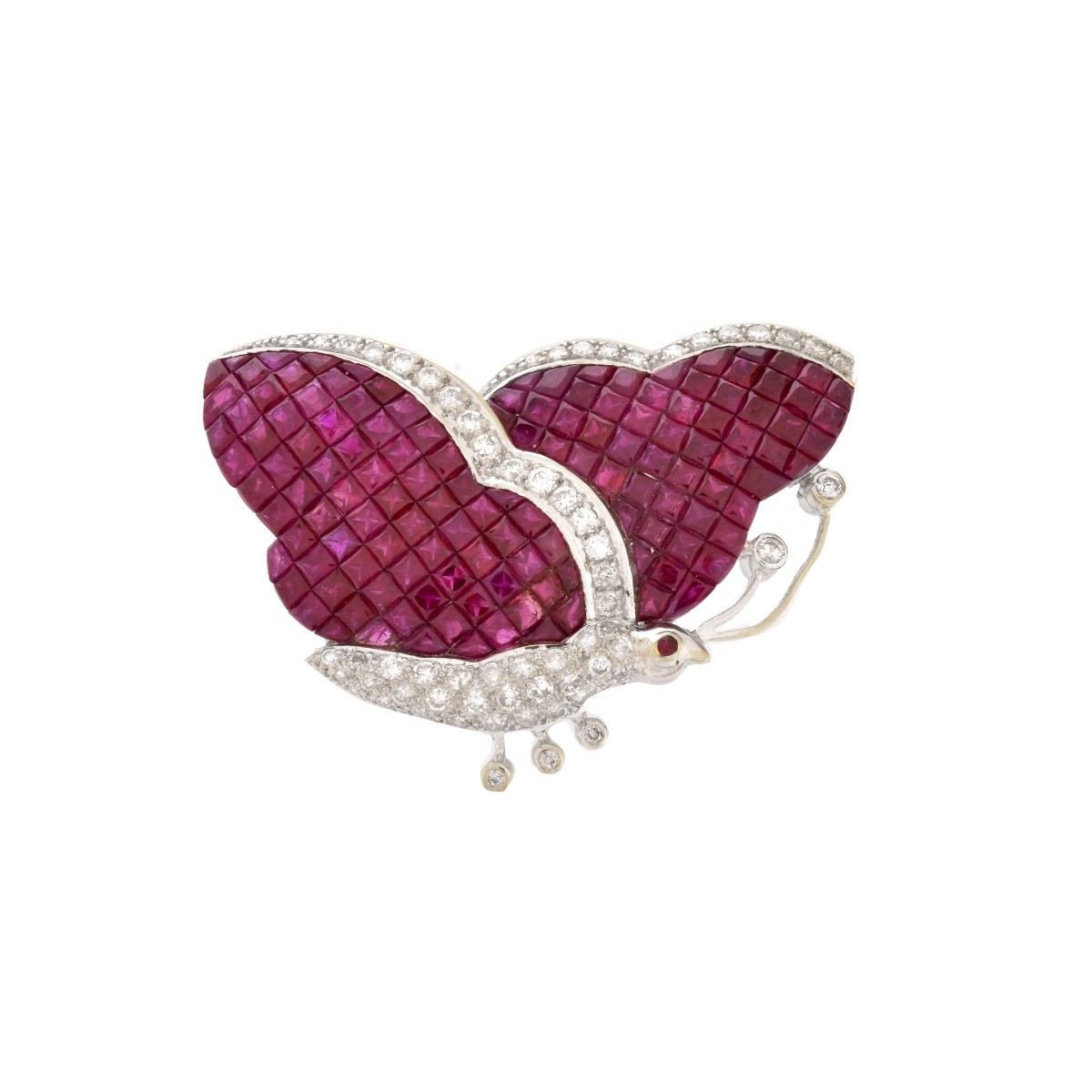 Ruby, Diamond and 18K Brooch