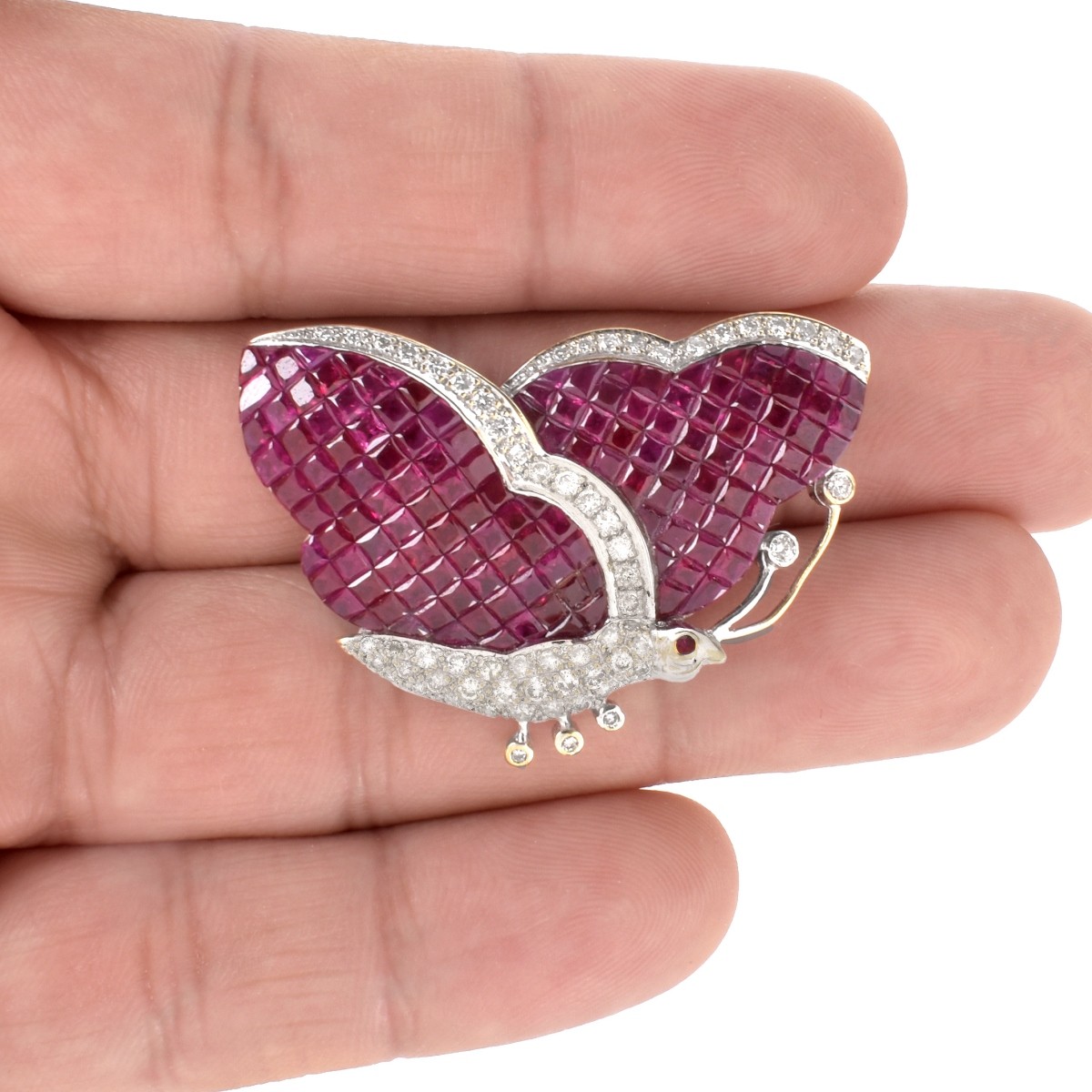 Ruby, Diamond and 18K Brooch