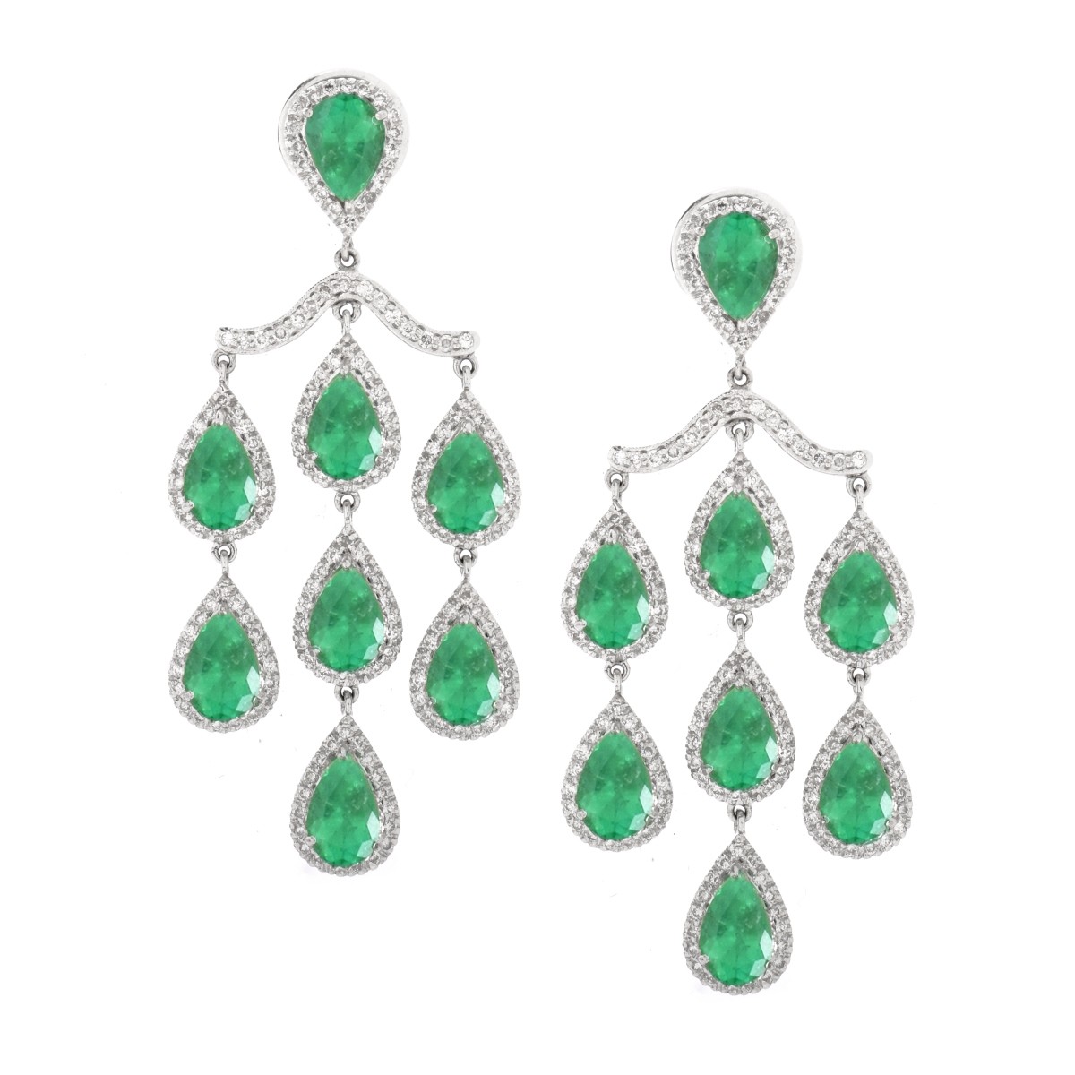 Emerald, Diamond and 18K Earrings