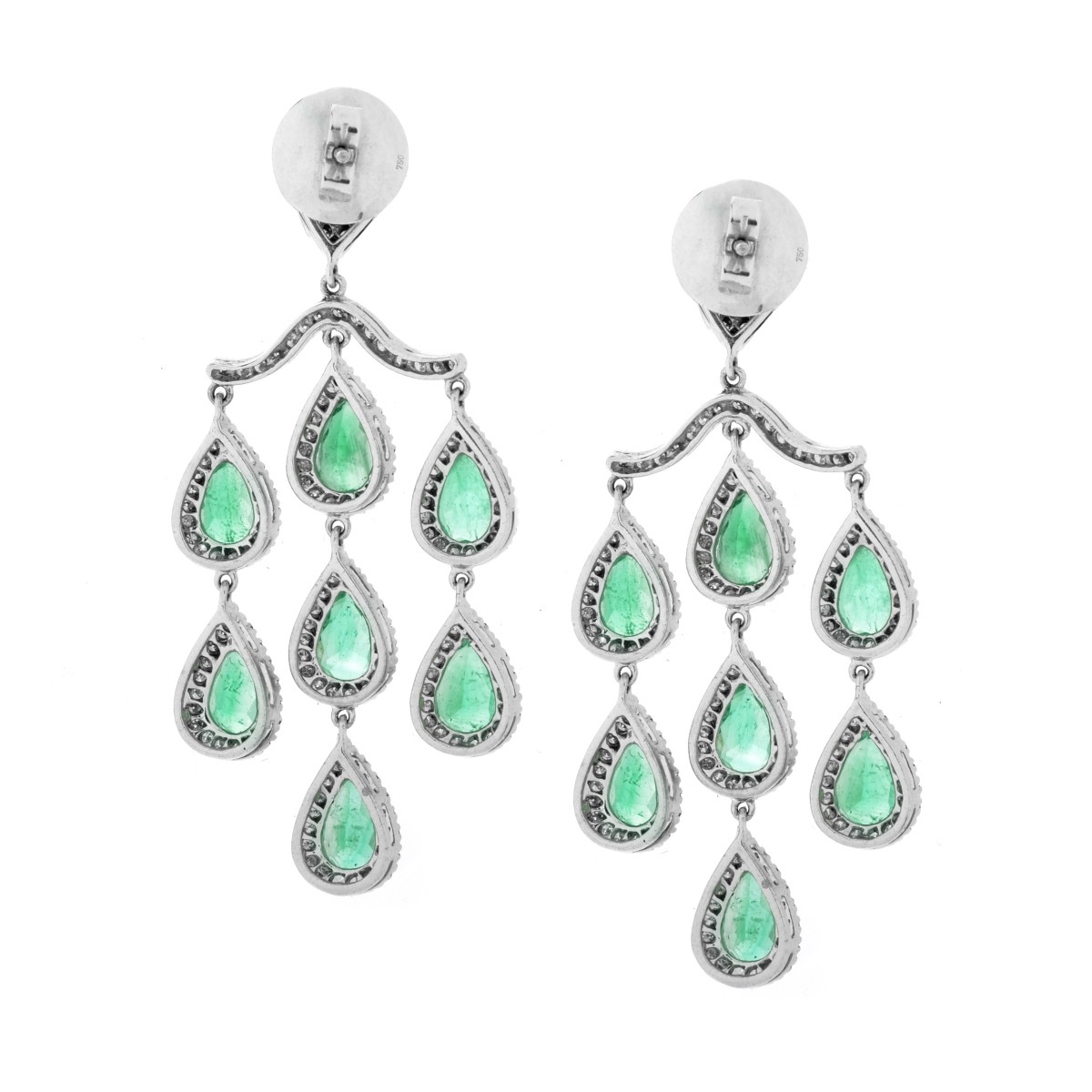 Emerald, Diamond and 18K Earrings