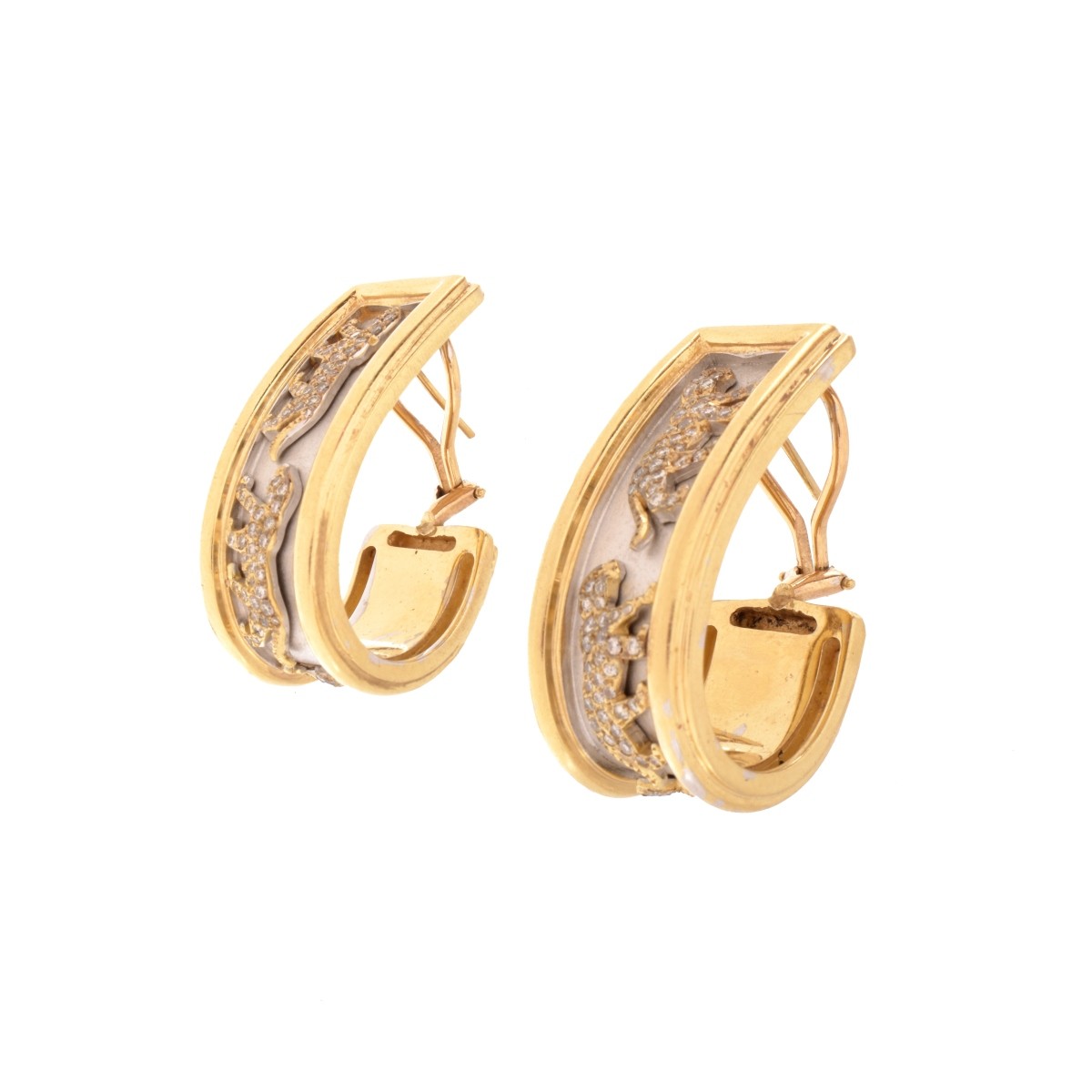 Diamond and 18K Panther Earrings