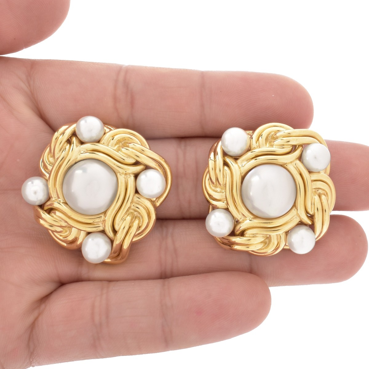 Pearl and 18K Earrings