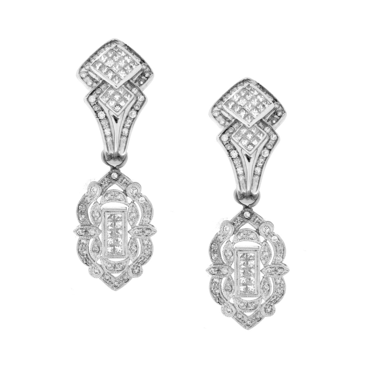 Diamond and 14K Pendant Earrings