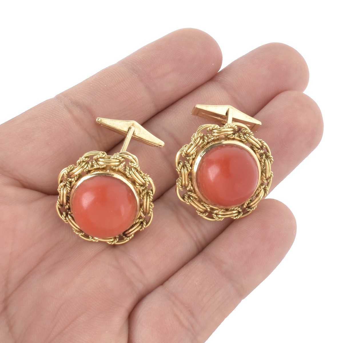 Coral, 14K & 18K Cufflinks