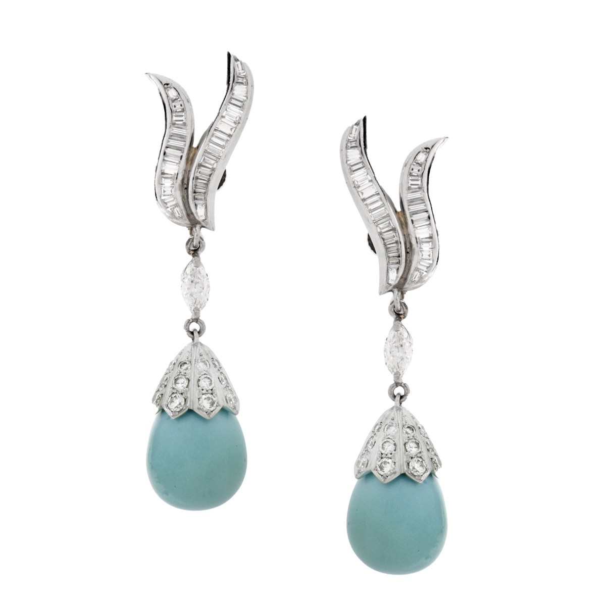 Turquoise and Diamond Earrings