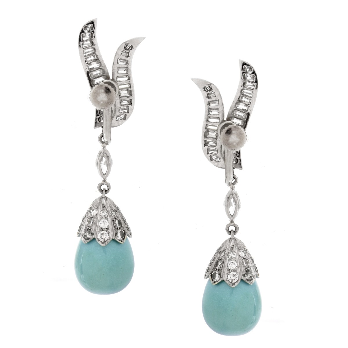 Turquoise and Diamond Earrings