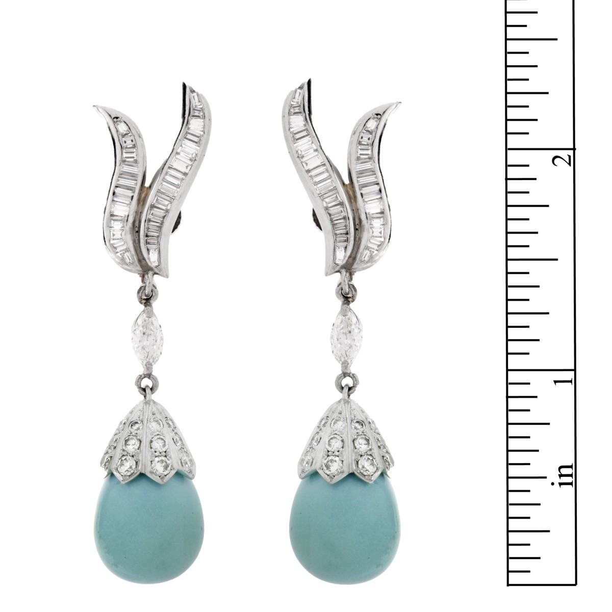 Turquoise and Diamond Earrings