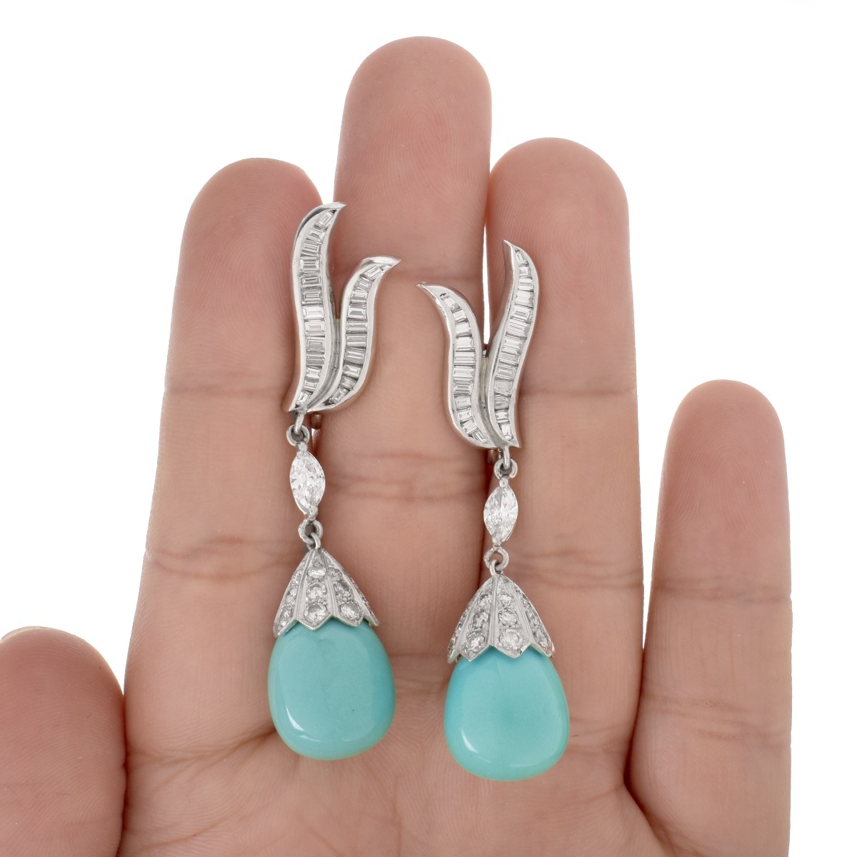 Turquoise and Diamond Earrings