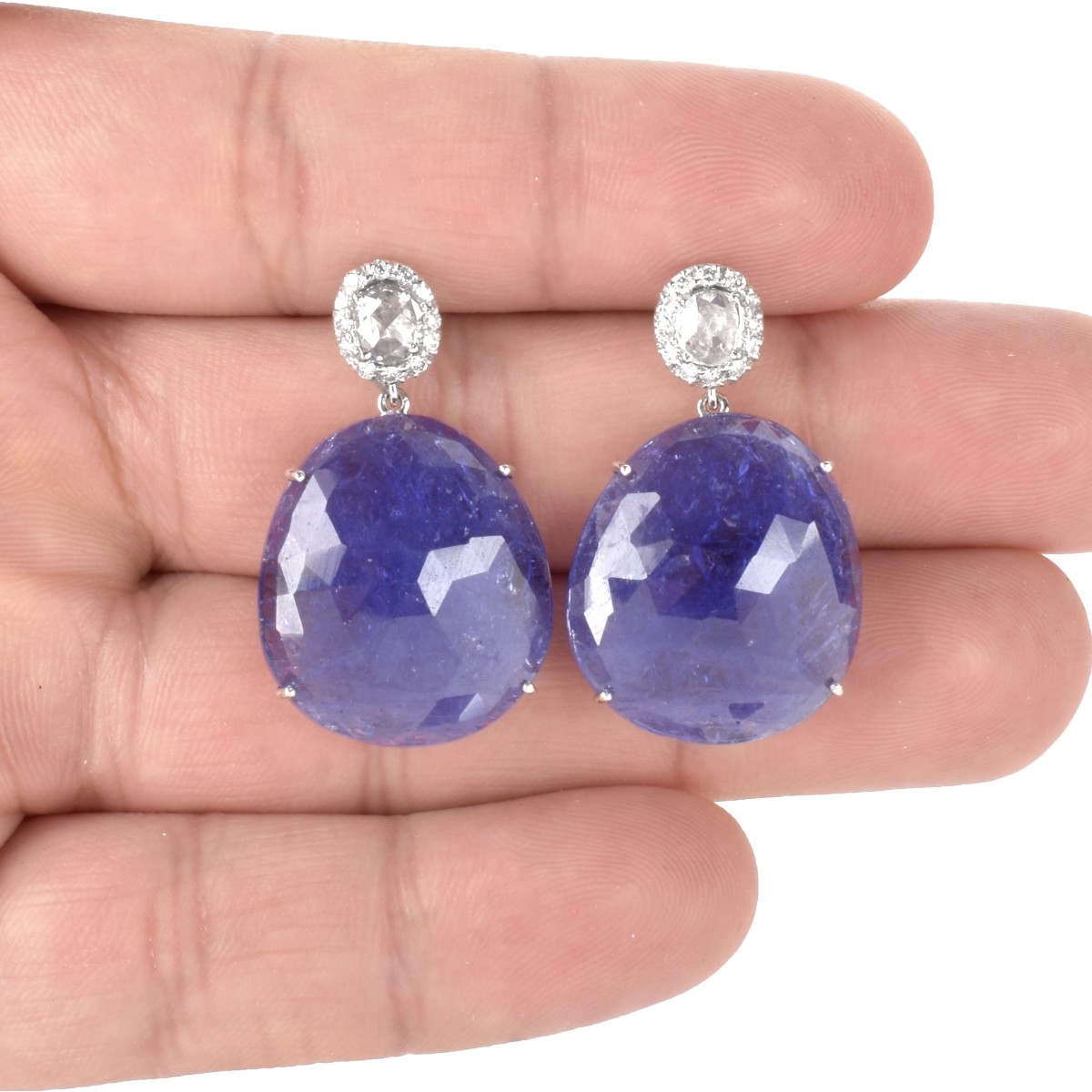 Tanzanite, Diamond and 18K Earrings