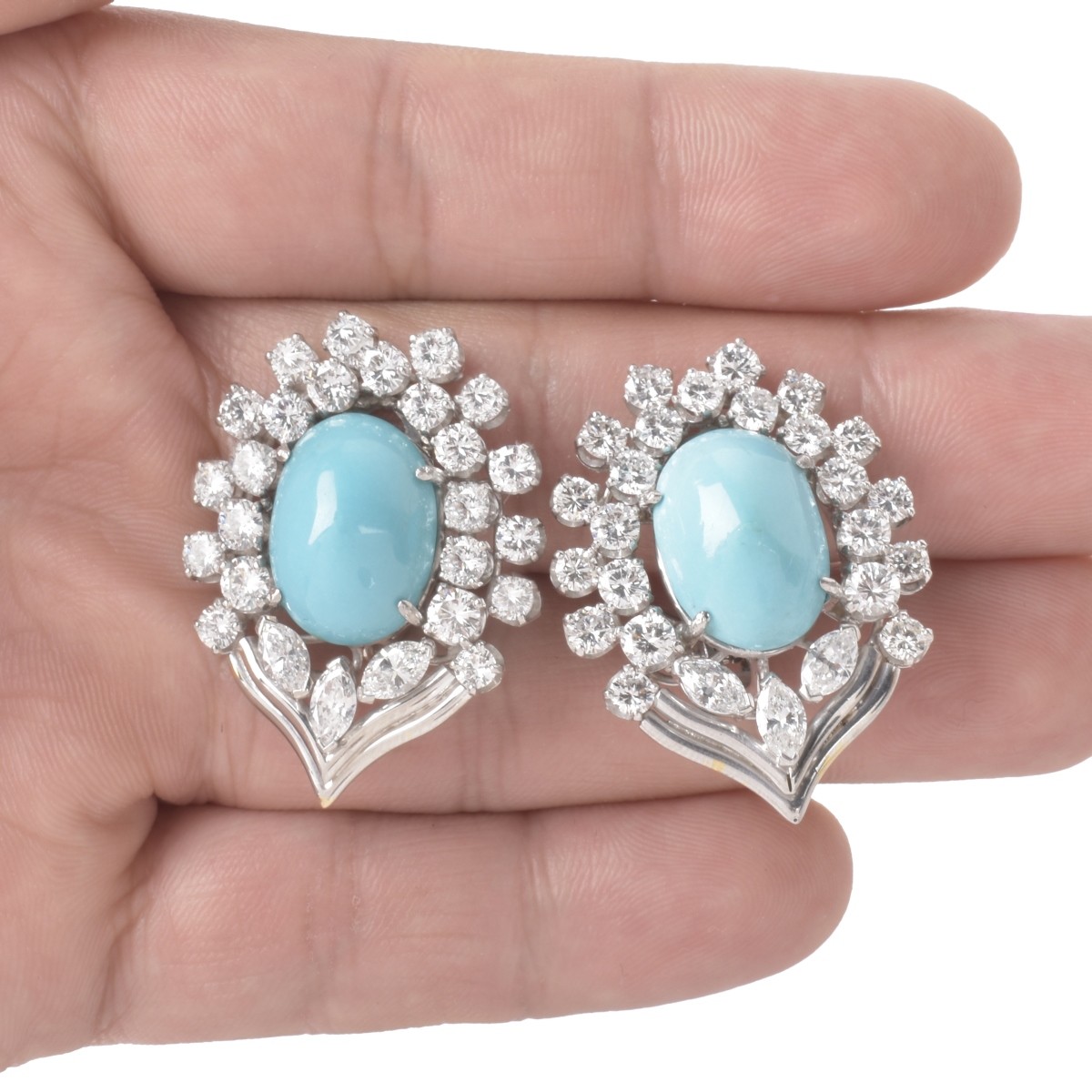 Turquoise and Diamond Earrings