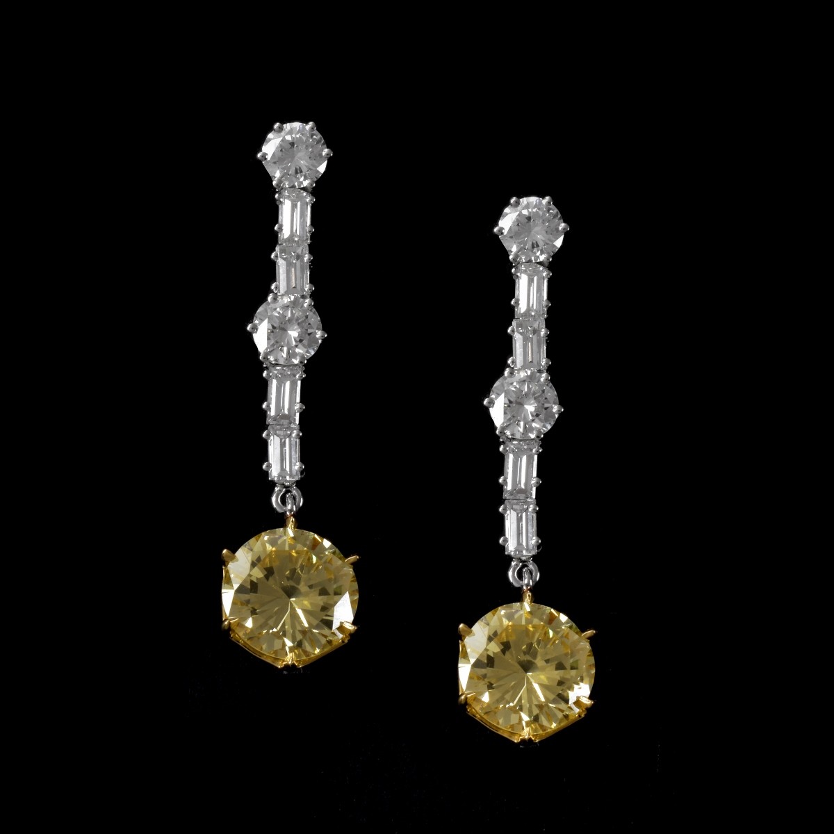 GIA Diamond, Platinum & 18K Earrings