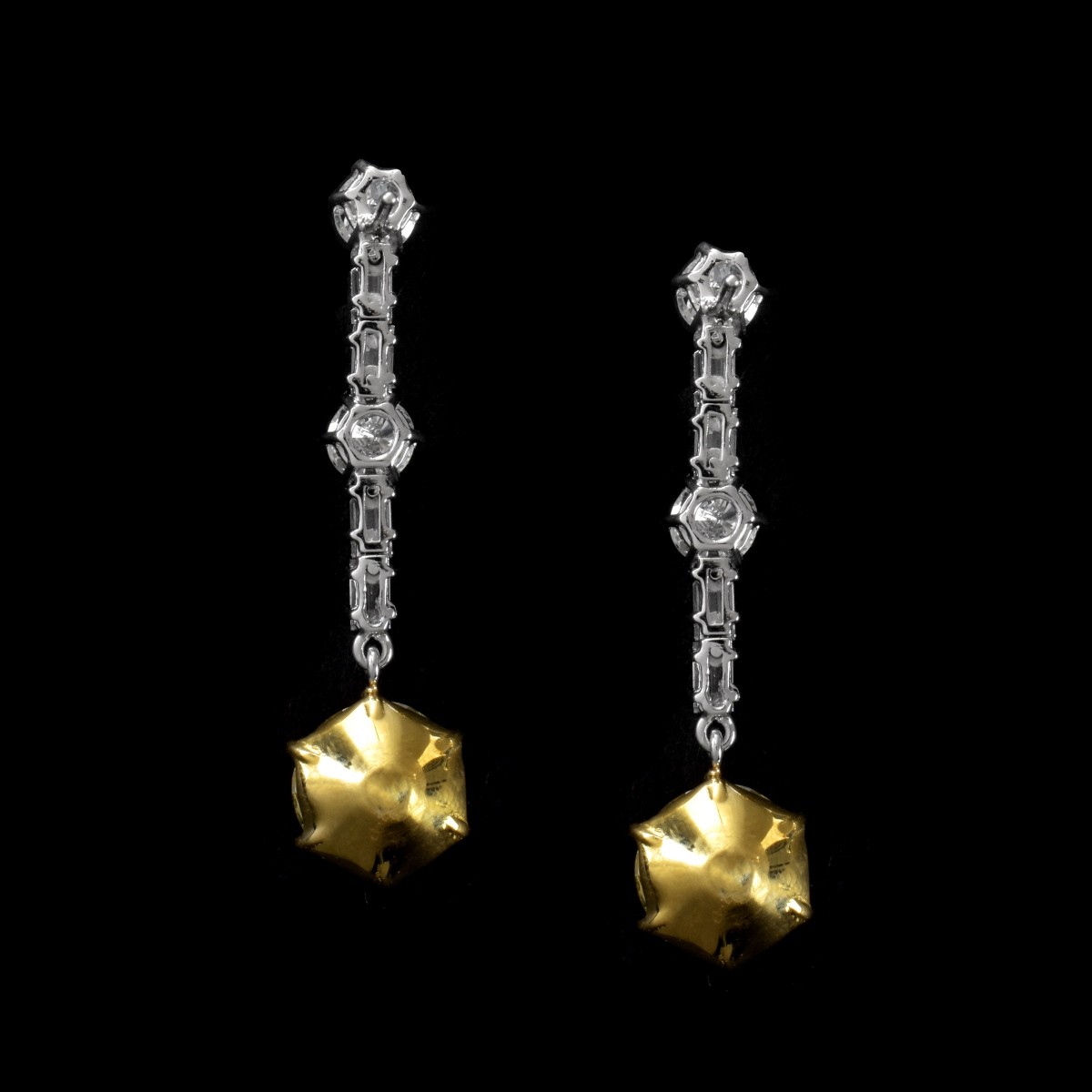 GIA Diamond, Platinum & 18K Earrings