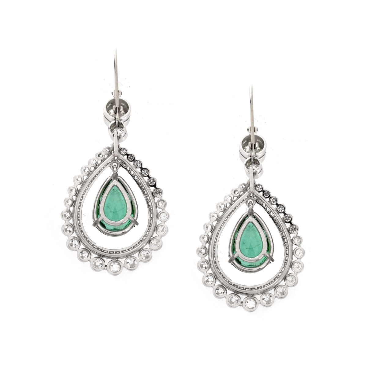 Emerald, Diamond and Platinum Earrings