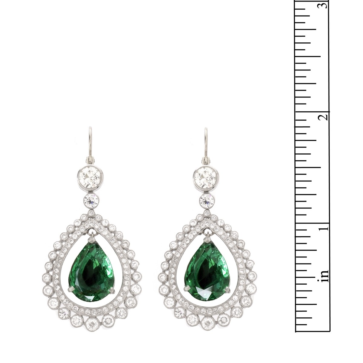 Emerald, Diamond and Platinum Earrings