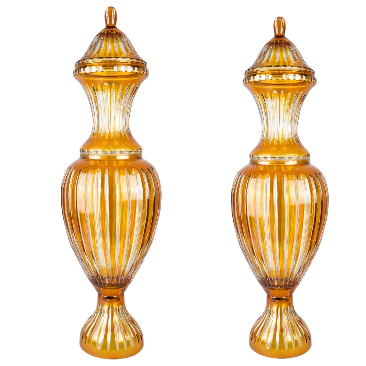 Pair of Bohemian Covered Urns