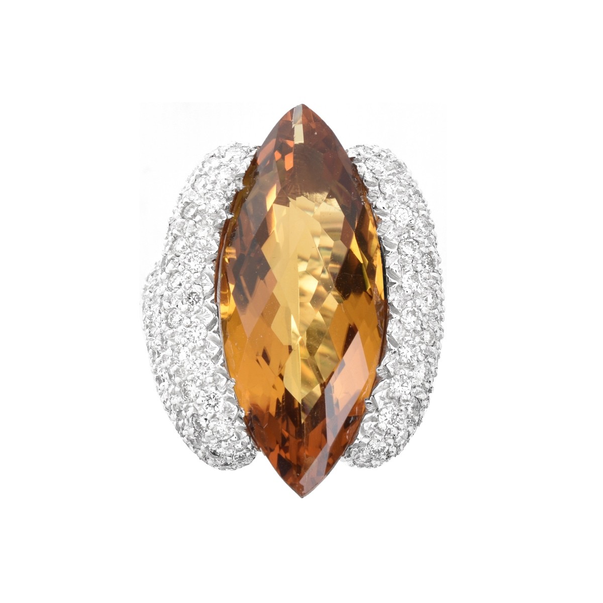 Citrine, Diamond and 18K Ring