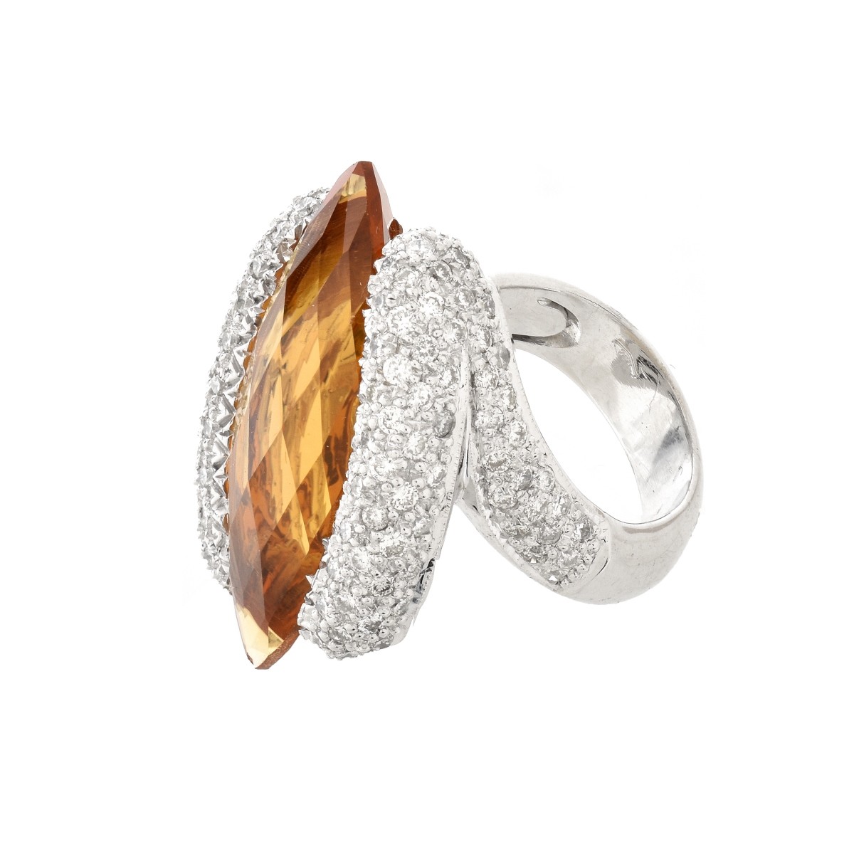 Citrine, Diamond and 18K Ring