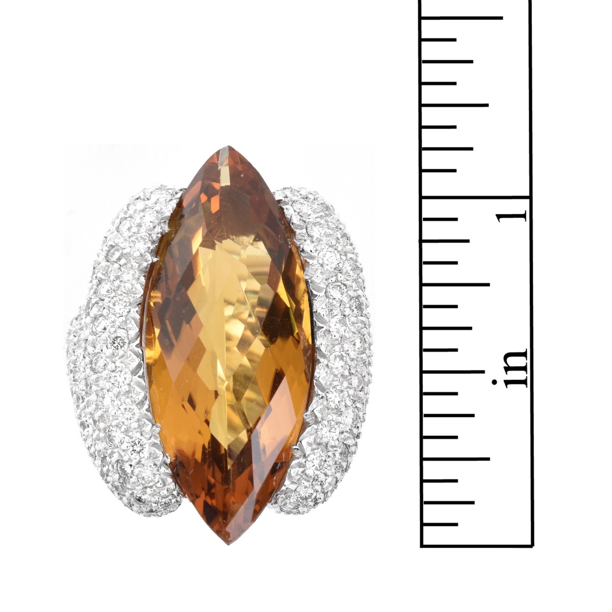 Citrine, Diamond and 18K Ring