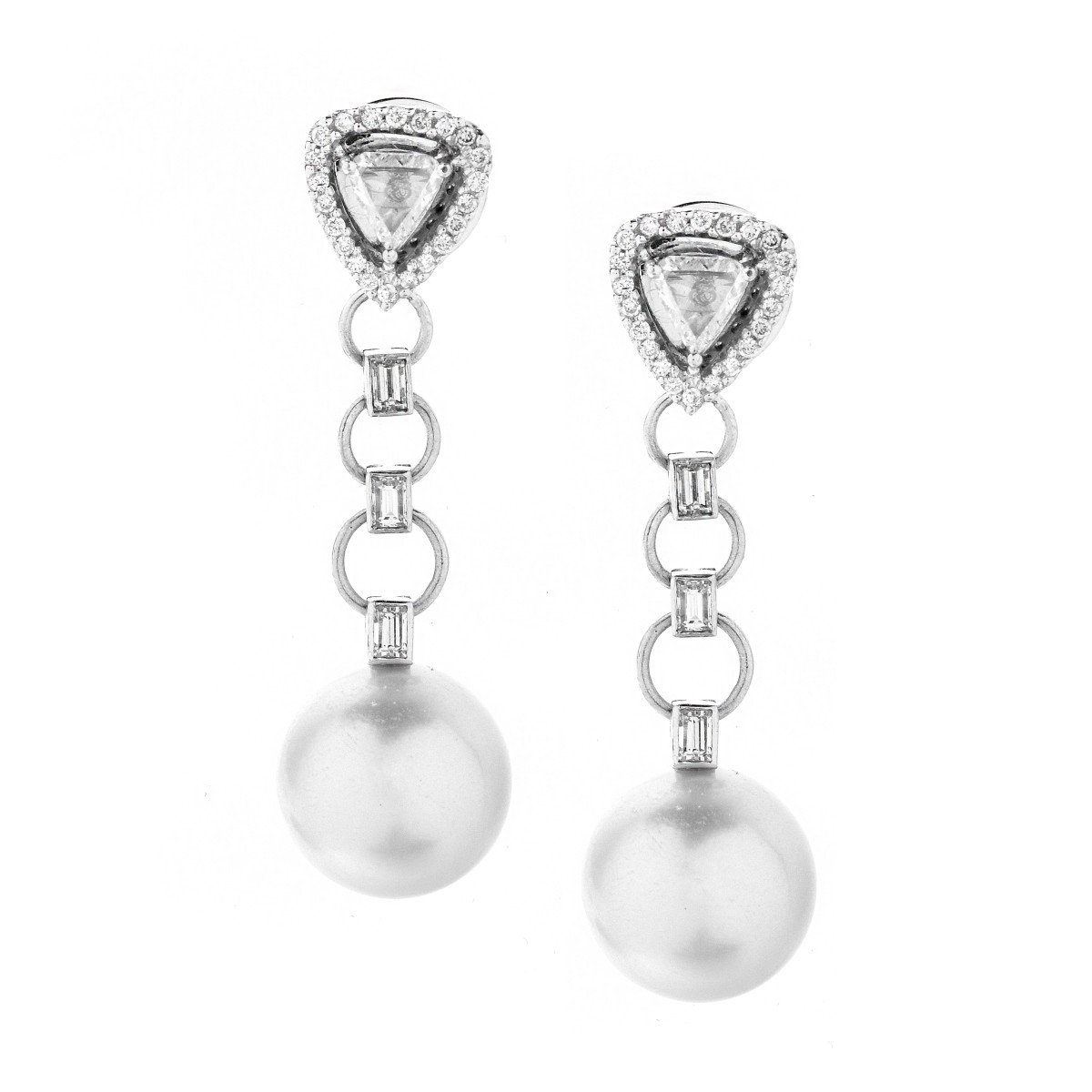 Diamond, Pearl and 18K Earrings