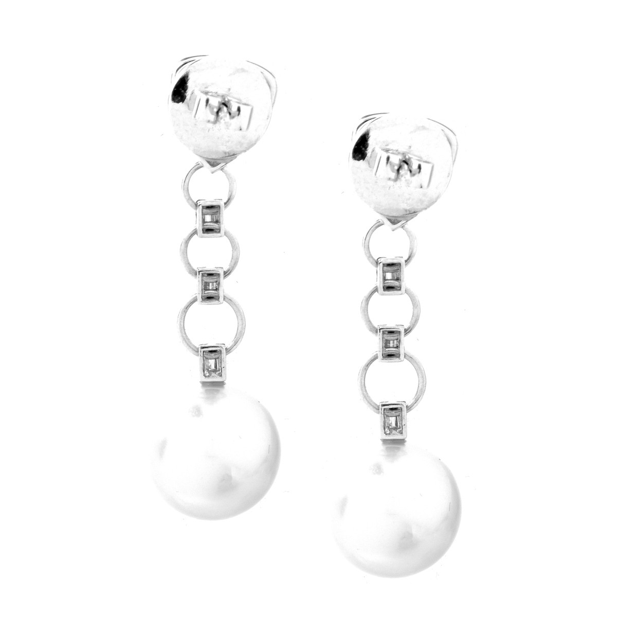 Diamond, Pearl and 18K Earrings