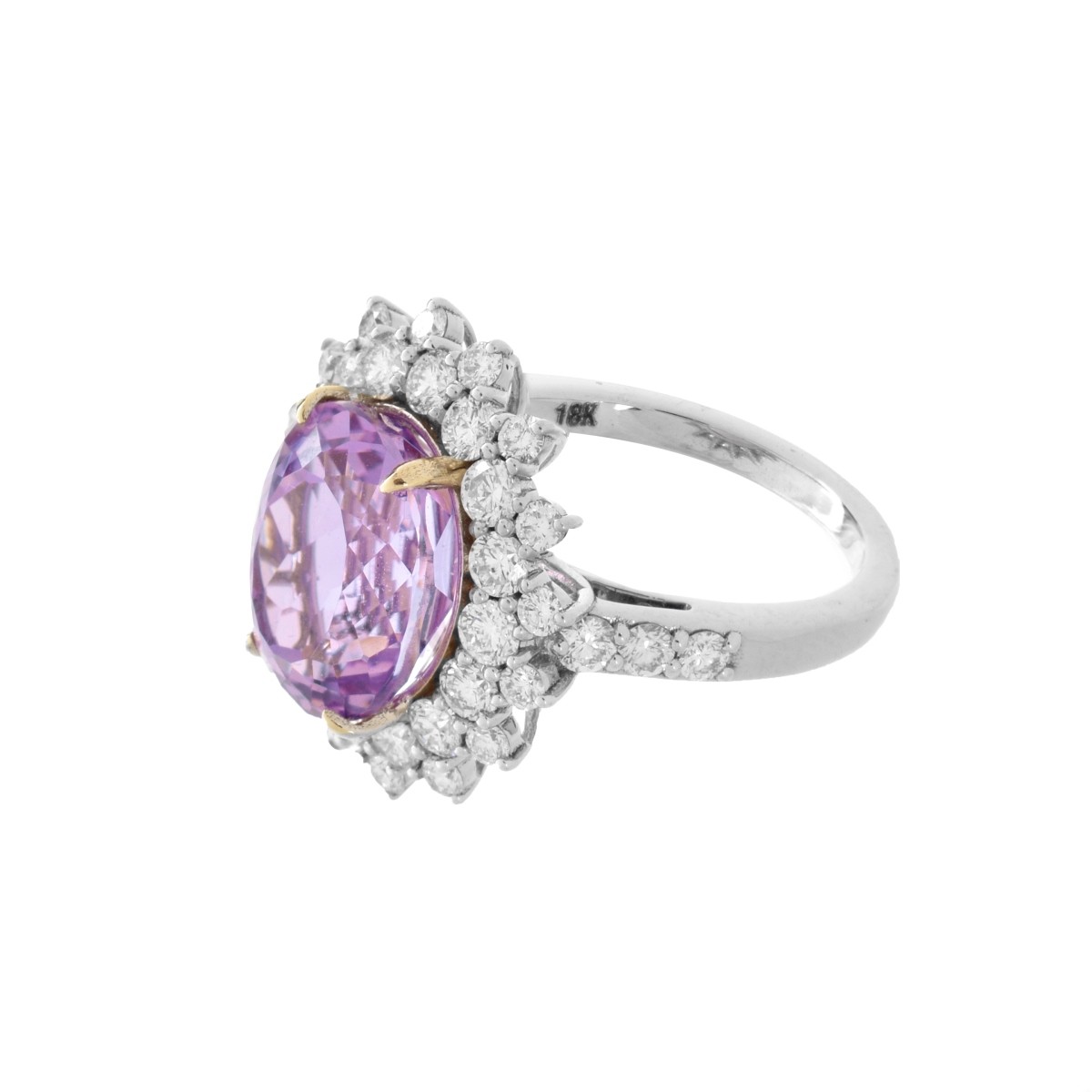 Kunzite, Diamond and 18K Ring