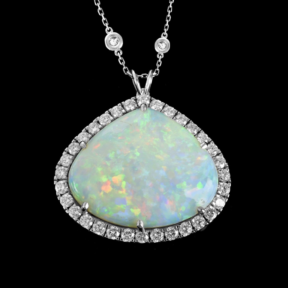 Opal, Diamond and 18K Pendant Necklace