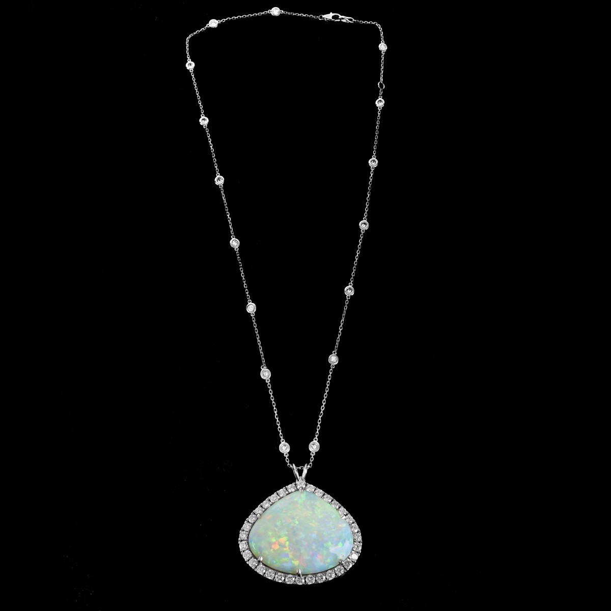 Opal, Diamond and 18K Pendant Necklace