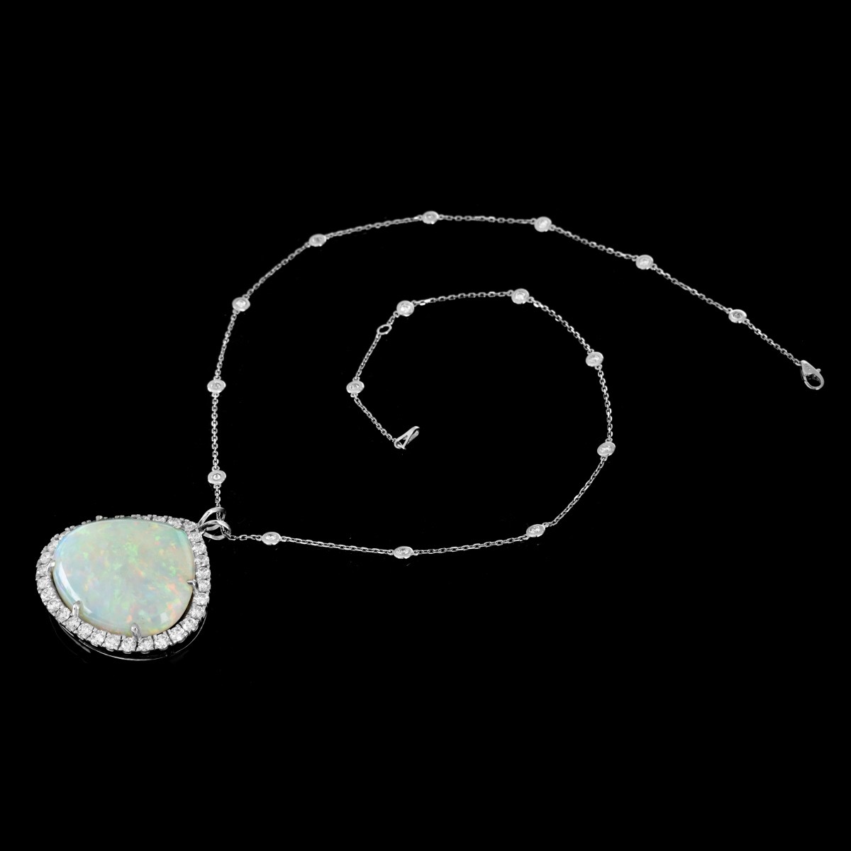 Opal, Diamond and 18K Pendant Necklace