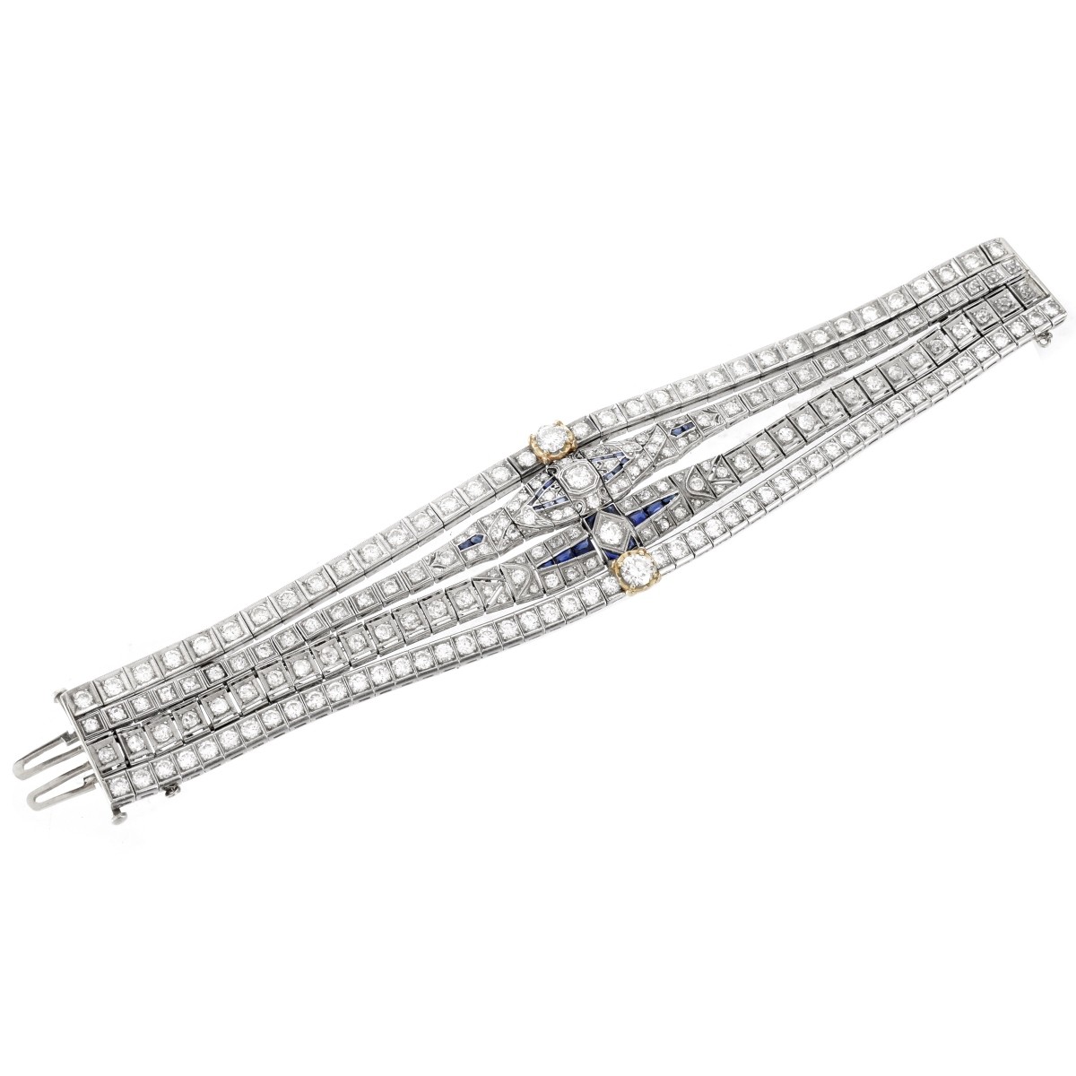 Deco Diamond and Platinum Bracelet