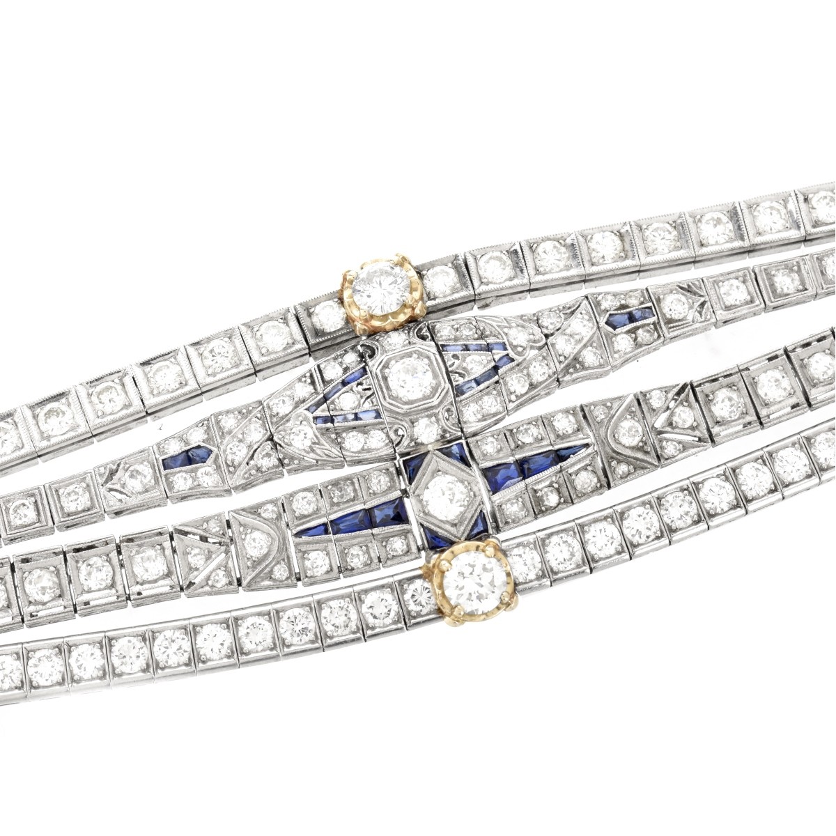 Deco Diamond and Platinum Bracelet