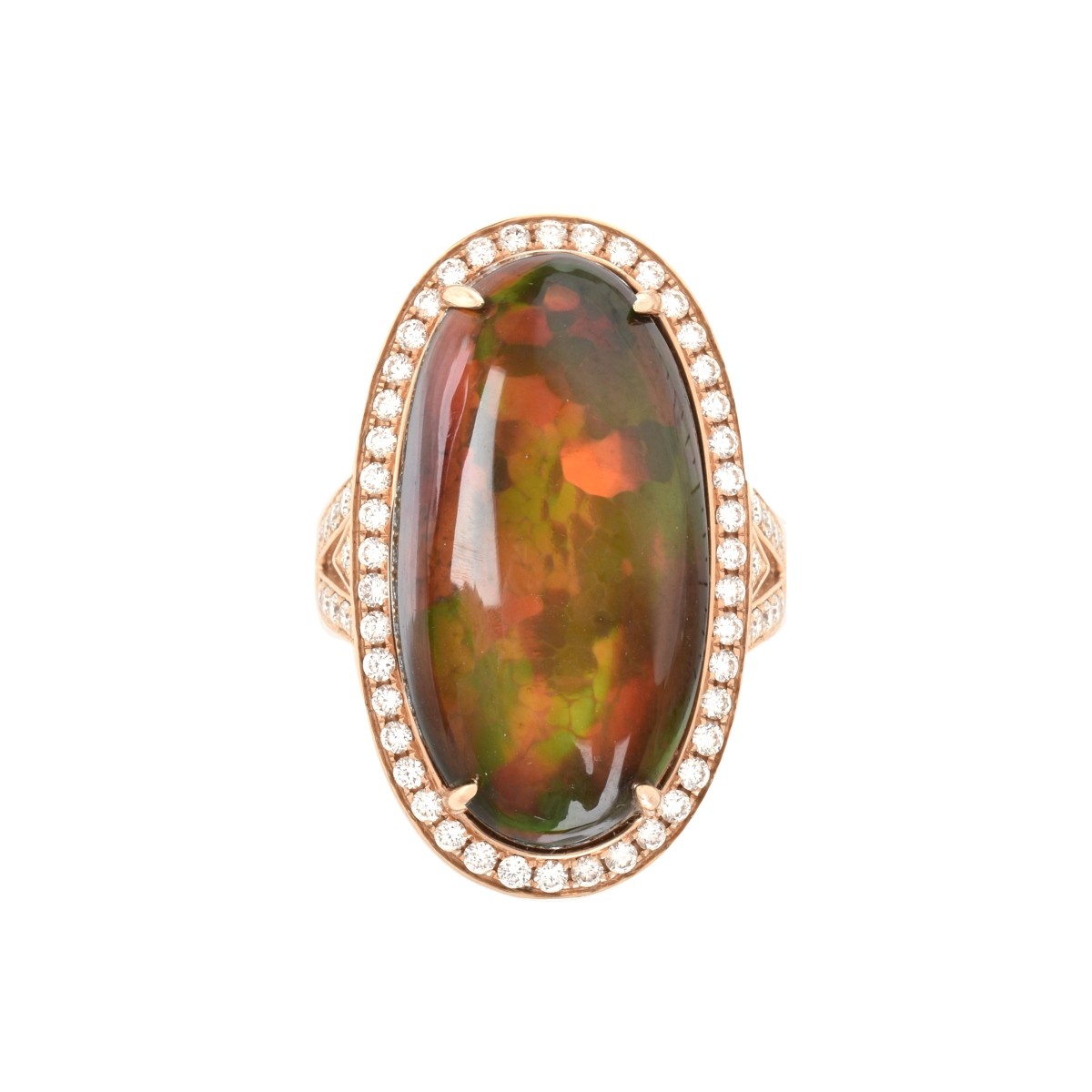 Opal, Diamond and 18K Ring