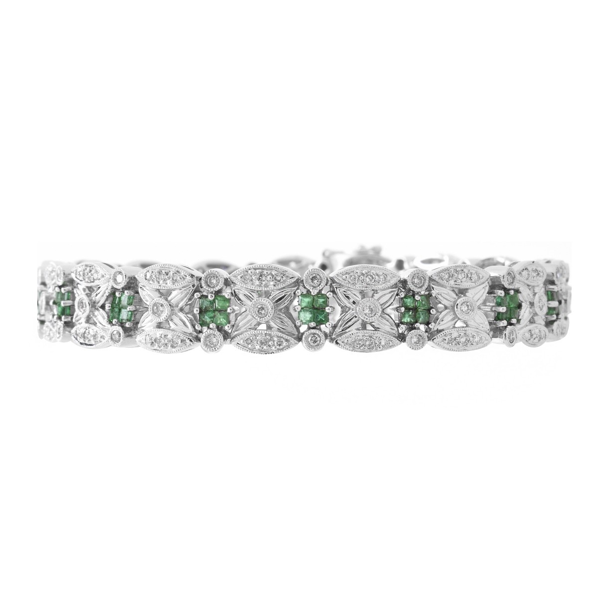 Diamond, Emerald and 18K Bracelet