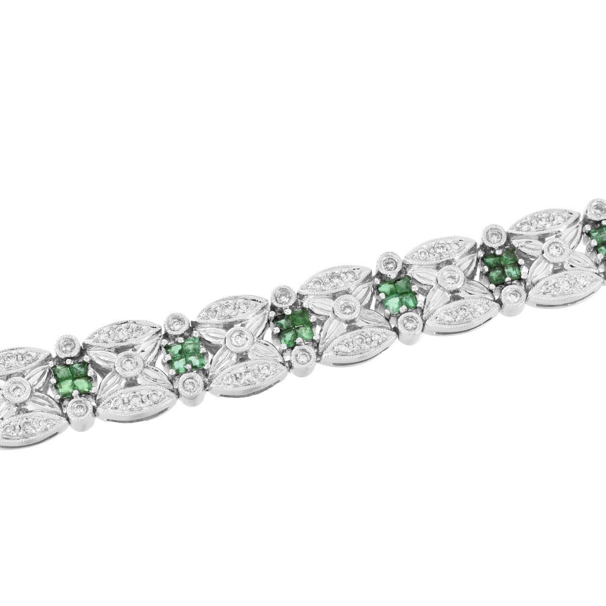 Diamond, Emerald and 18K Bracelet