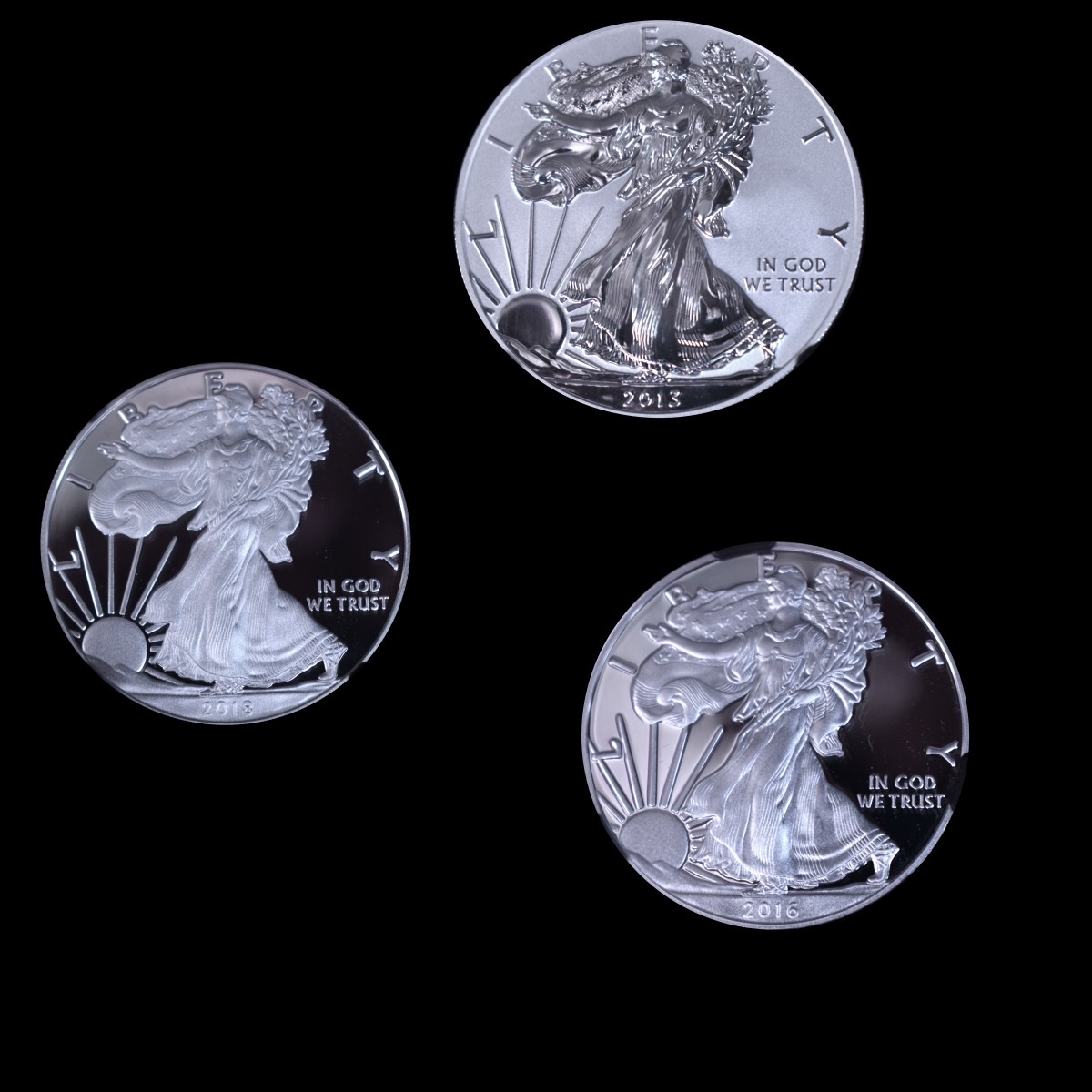 Three $1 Silver Eagle Slabbed 1 Oz. Coins