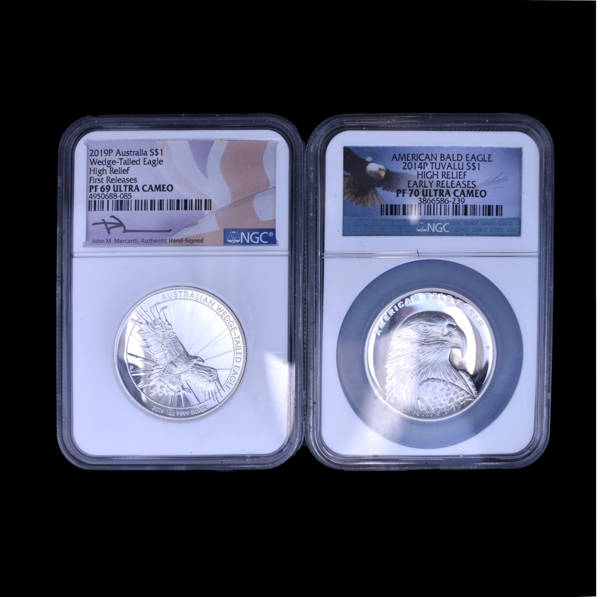 Two 1 Oz. Silver Slabbed Coins