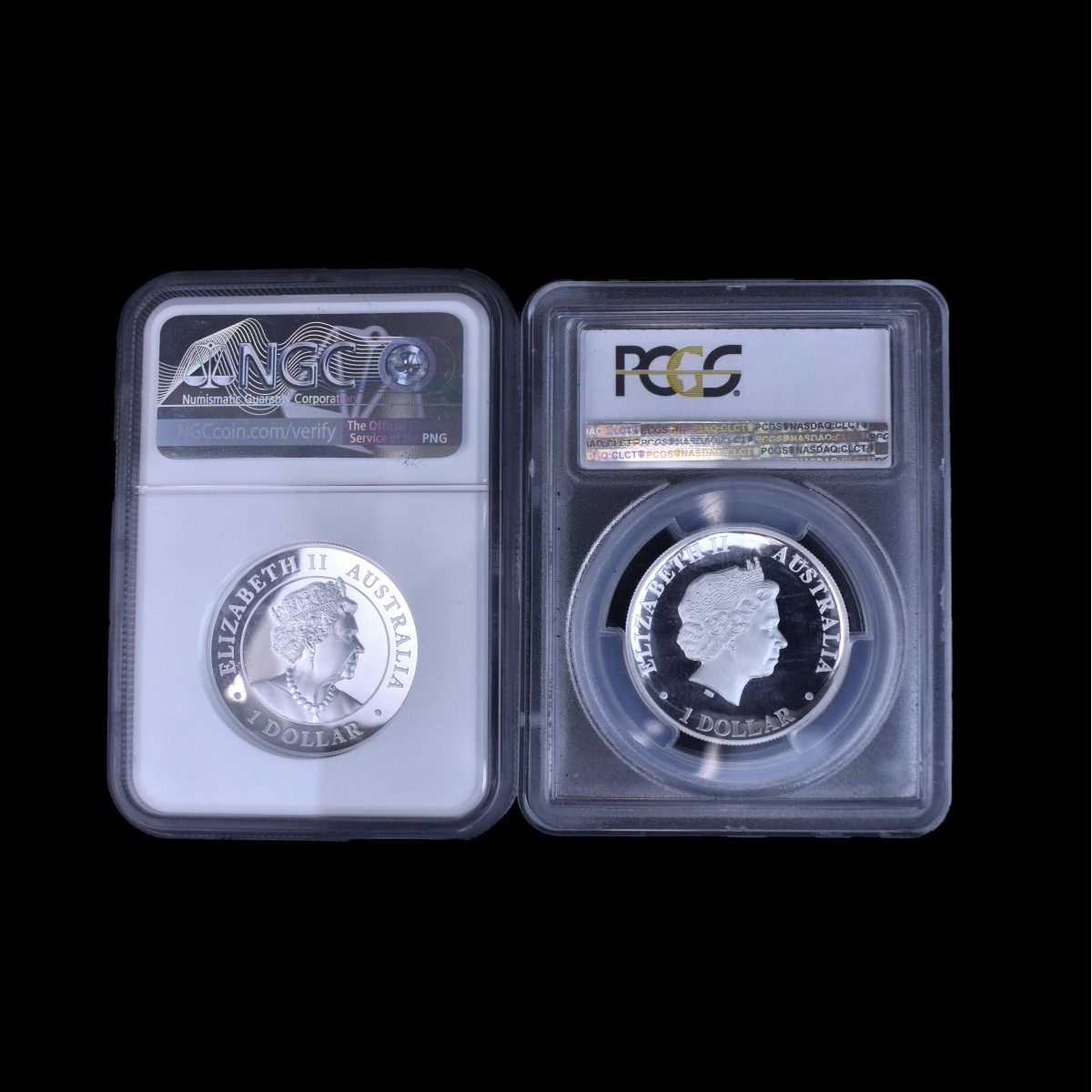 Two 1 Oz. Silver Slabbed Coins