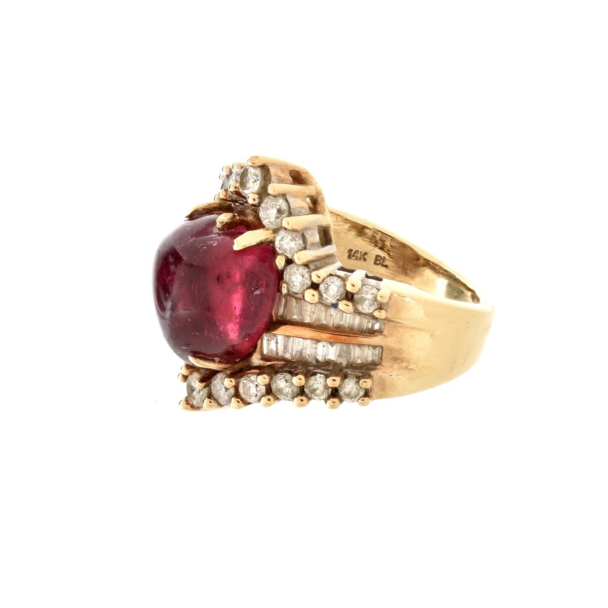 Tourmaline, Diamond and 14K Ring