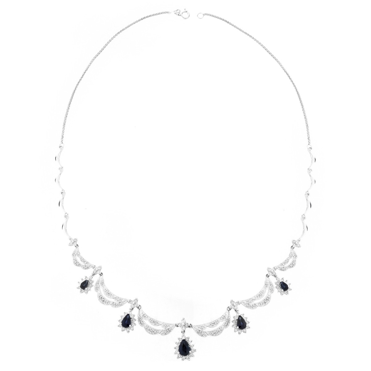 Diamond, Sapphire and 14K Necklace