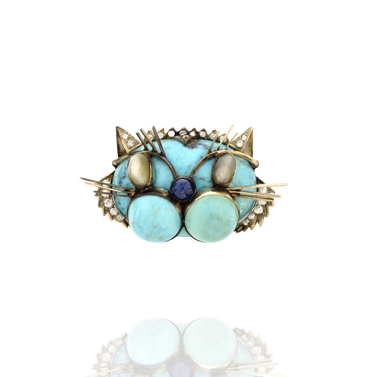 Turquoise, Gemstone and 14K Brooch